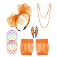 thumbnail image 1 of Matsuzay 1 juego de disfraces con guantes de rejilla, diseño de encaje, ropa especial, suministros para fiestas de los años 80, ropa especial Kits de decoración para fiestas naranja, 1 of 6