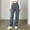 Gray women straight leg pants a1, variant on Cagogo Women Straight Leg Elastic Waist Pants with Pockets Casual Solid Streetwear Loose Long Cargo Trousers for Vacation Travel Work Lounge, Gray M