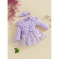 thumbnail image 3 of aturustex Infant Baby Girls One piece Romper Dress 1M 3M 6M 9M 12M Newborn Long Sleeve Crew Neck Jumpsuits Mesh Lace Patchwork Bodysuits and Cute Headr Little Girl Loose Casual Daily Clothes, 3 of 7