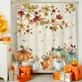 thumbnail image 4 of Shower Curtain 72"W x 72"L Fall Thanksgiving Pumpkins Maple Leaves Sunflowers Fabric Shower Curtains Set with Hooks Water Repellent Bathroom Curtains Machine Washable Bathroom Accessories, 4 of 6