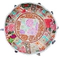 thumbnail image 2 of Aakriti Indian Pouf Footstool cover , Indian Cotton, Pouf, Ottoman Pouf Cover With Ethnic Decor Art - Only Cover (White, 46X33 Cms), 2 of 3