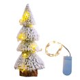 thumbnail image 1 of 1 árbol de cedro flocado con luces, adorno para árbol de Navidad de escritorio, decoraciones navideñas, 1 of 5