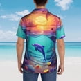 thumbnail image 4 of Sikiie Hawaiian Island Dolphin Print Men's Hawaiian Shirt, Summer Beach Button Pocket Short Sleeve T-Shirt,Small, 4 of 7