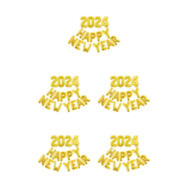 Maytalsory Safe And Easy Inflation Foil Happy New Year Balloon Enjoy Stress-free Party Gold 5Set