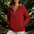 thumbnail image 2 of FRSASU Women's Softshell Hooded Jacket Full Zip Water Resistant Windproof Lightweight Outdoor Coat with Pockets Red, 2 of 9