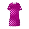 thumbnail image 5 of Women's Short Sleeve Polka Dot Dress Round Neck Vintage Retro Casual Dresses Hot Pink M, 5 of 6