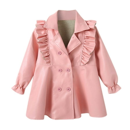 

Qufokar Baby Winter Jacket Coats Toddlers Toddler Child Kids Girls Patchwork Long Sleeve Pu Leather Dress Jacket Winter Coats Outer Outfits Clothes