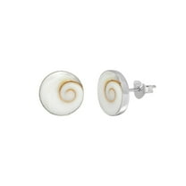 925 Sterling Silver Round Shiva Eye Shell Stud Earrings
