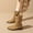 Khaki, variant on Women's Winter Ankle Boots Solid Color Round Toe Buckle Strap Low Block Heel Ankle-Length British Style Casual