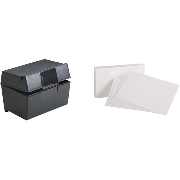 Oxford 01351 Plastic Index Card Flip Top File Box Holds 300 3 x 5 Cards