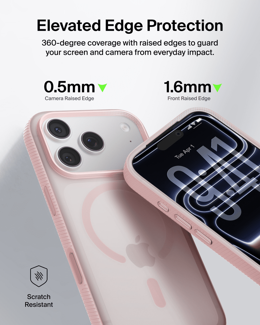 Belkin for iPhone 17 Pro Case, Grip, MagSafe Compatible w/Anti-Scratch & Anti-Yellowing Coating, Touch Sensitive Camera Control - Military Grade, Anti-Slip, Magnetic, Shockproof, Protective-Pink