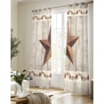 thumbnail image 5 of Western Texas Star Retro Sheer Curtains 63 Inch Length 2 Panels Set for Living Room/Bedroom, Country Farmhouse Gray Wood Grain Kitchen Curtains Grommet Semi-Sheer Curtains Window Treatments 42"x63"x2, 5 of 7