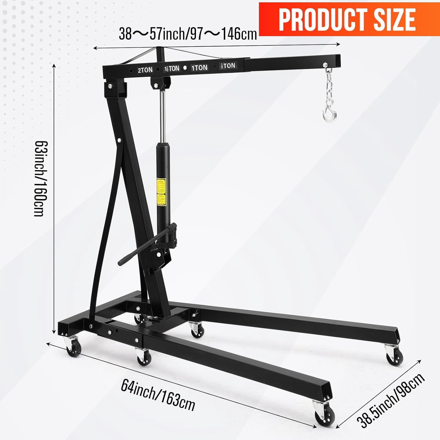AOILE 2 Ton (4400LB) Engine Hoist Crane with Leveler Stabilizer - Hydraulic Garage Shop Lift Jack