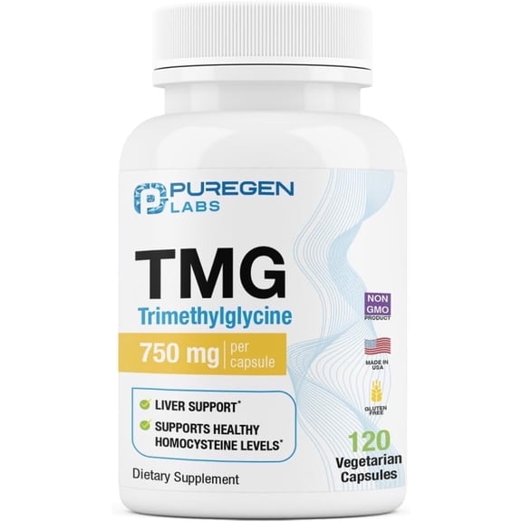 Puregen Labs TMG 750 mg Dietary Supplements, 120 Vegetarian Capsules