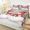 thumbnail image 3 of jejeloiu Cute Snowman Twin Sheet Sets,Pink Christmas Gifts Twin Fitted Sheet,Red White Flat Sheet For Girl Kids,Microfiber Bedroom Decor,3 Pieces, 3 of 7