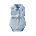 thumbnail image 1 of FYEGRE Adorable Barboteuse Sans Manches pour Filles avec Ceinture Réglable pour Mode et Confort Bleu 6-9 Mois, 1 of 6
