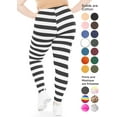 thumbnail image 3 of Stretch Is Comfort Women's Polyester Plus Size Ankle Length Leggings Black White Stripes 2X, 3 of 7