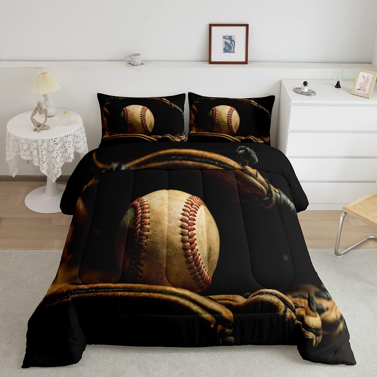 YST Baseball Comforter Set Full Size Sports Game Bedding Baseball