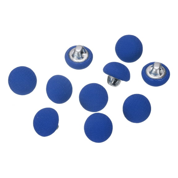 Uxcell 10pcs 16L Fabric Cloth Covered Button 10mm 3/8" Metal Shank Round Sewing DIY Buttons Craft Replacement Button for Sewing Clothing Suits Coats Blouses Sweaters, Dark Blue
