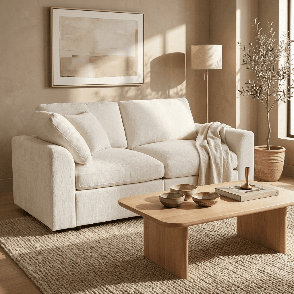 Howcool 72.8"W Modern Loveseat Sofa,Soft Chenille 2-Seater Sofa Couch with Deep Seat & Accent Pillow for Living Room,Apartment,Beige
