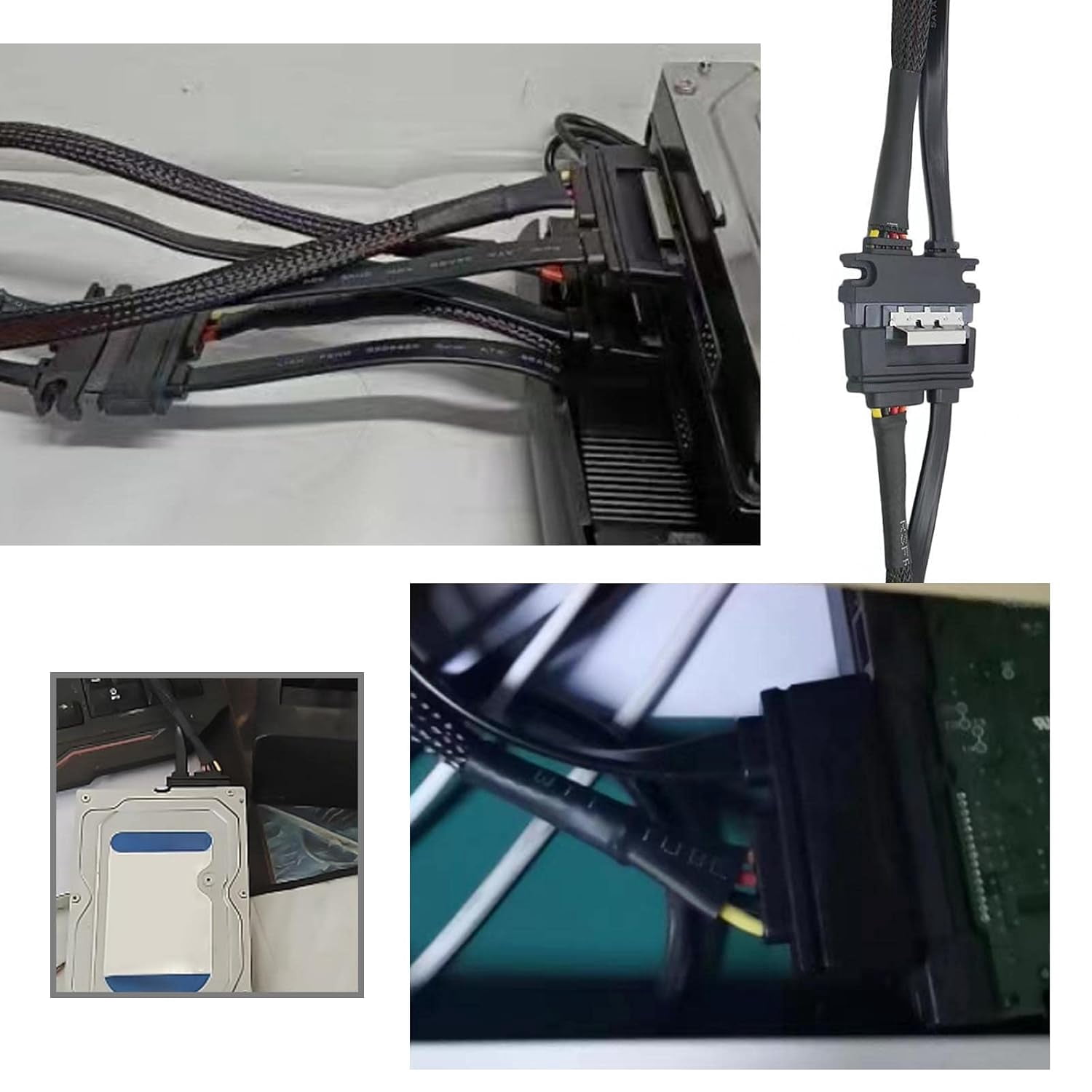 HRTGFD-22 Pin SATA Power Extension Cable 7+15 Male to Female Data Cable with Locking Latch for SATA (Serial) Hard Drives 50cm