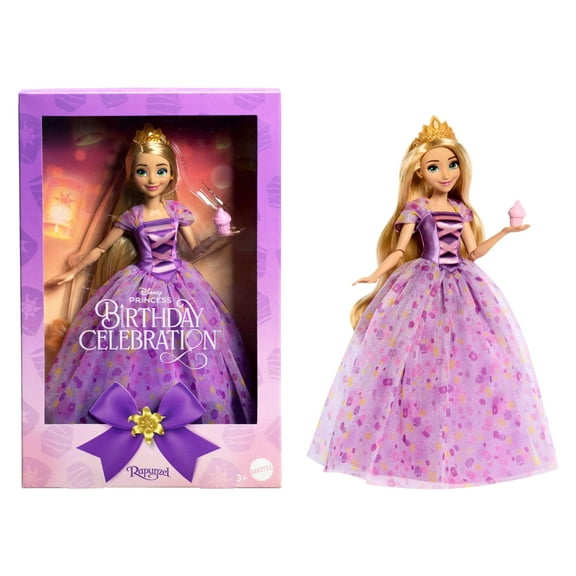 Disney Princess Birthday Celebration Rapunzel Fashion Doll, Inspired by Tangled Movie, Gifts for Kids & Collectors