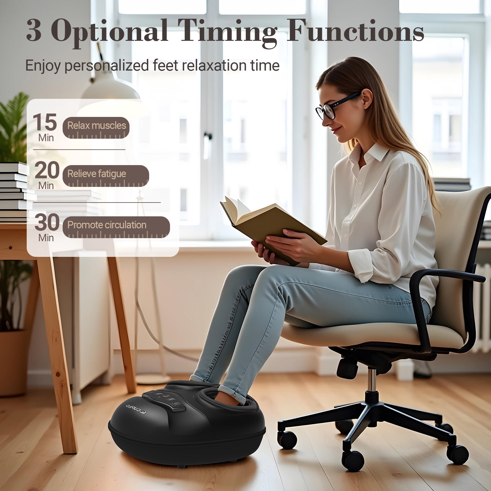 Cupilo Foot Massager with Heat & Remote Control, Shiatsu Feet Massager Machine, 5 Deep Kneading Therapy for Plantar Fasciitis, Neuropathy, Blood Circulation, Gifts for Women Men 13"