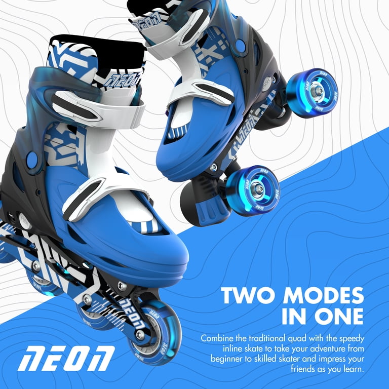 Yvolution 2N1 Quad and Inline Skates Combo Girls and Boys, Blue