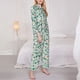 thumbnail image 3 of Fotbe Floral In Teal Conjunto de Pijama de Manga Larga para Mujer con Estampado, Ropa de Dormir de 2 Piezas, Conjunto de Casa Suave y Cómodo con Bolsillos-Medium, 3 of 7