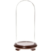 Plymor 5.5" x 13" Glass Display Dome Cloche (Walnut Wood Veneer Footed Base)