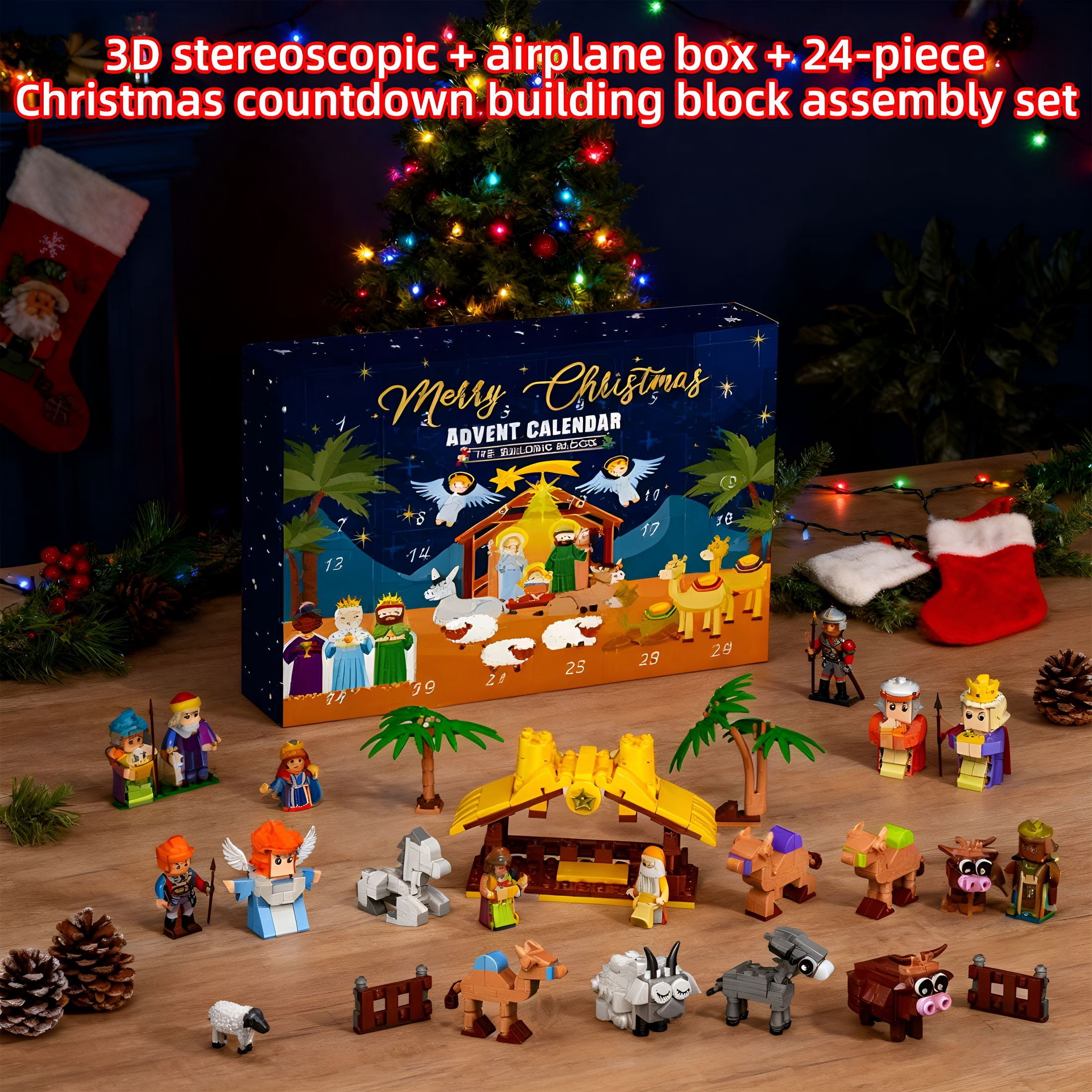 CYFW 2026 New Nativity Advent Calendarkids Christmas Story Nativity Playset Christian Advent Calendar for Kids Boys Girls 25Pcs Nativity Scene Set Toys Nativity Advent Calendar for Kids