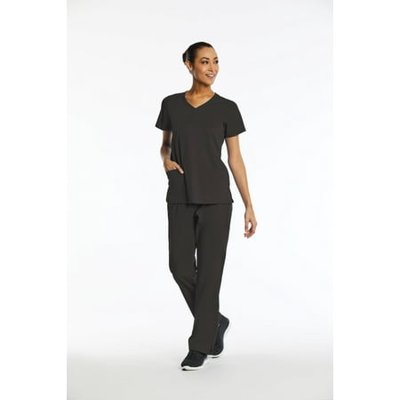 

Elements Women s EL9945 Mock Wrap Scrub Top and Half-Elastic Waistband Scrub Pant Set Pewter X-Small