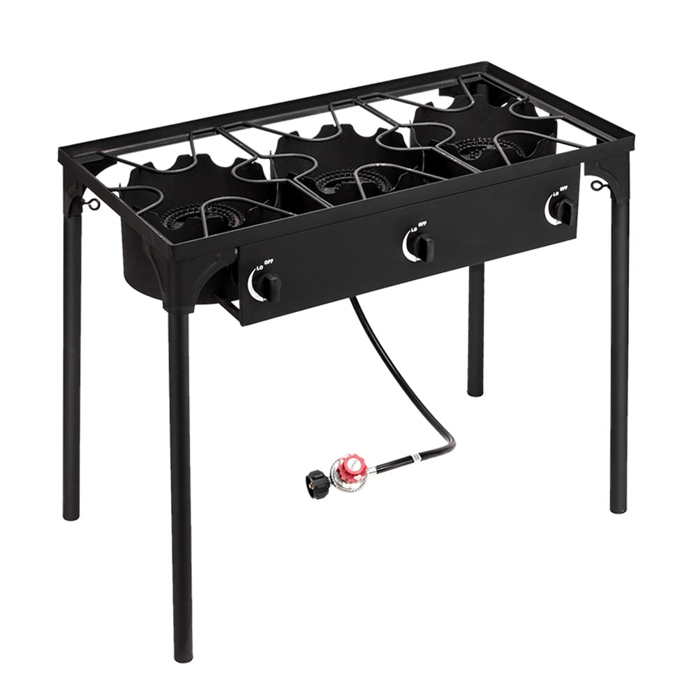 ZHICHUN Outdoor 3-Burner Propane Gas Stove Portable Cast Iron Patio Cooking Burner
