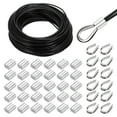 thumbnail image 1 of Uxcell 151FT Stainless Steel Cable Railing Kit, 1/8" Vinyl Coated 7x7 Strand Wire Rope with Loop Sleeves and Thimbles Black, 1 of 7