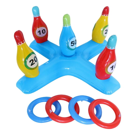 yotijay Ring Toss Game Set Inflatable Bowling Set Indoor Holiday Fun Colorful Cross Game