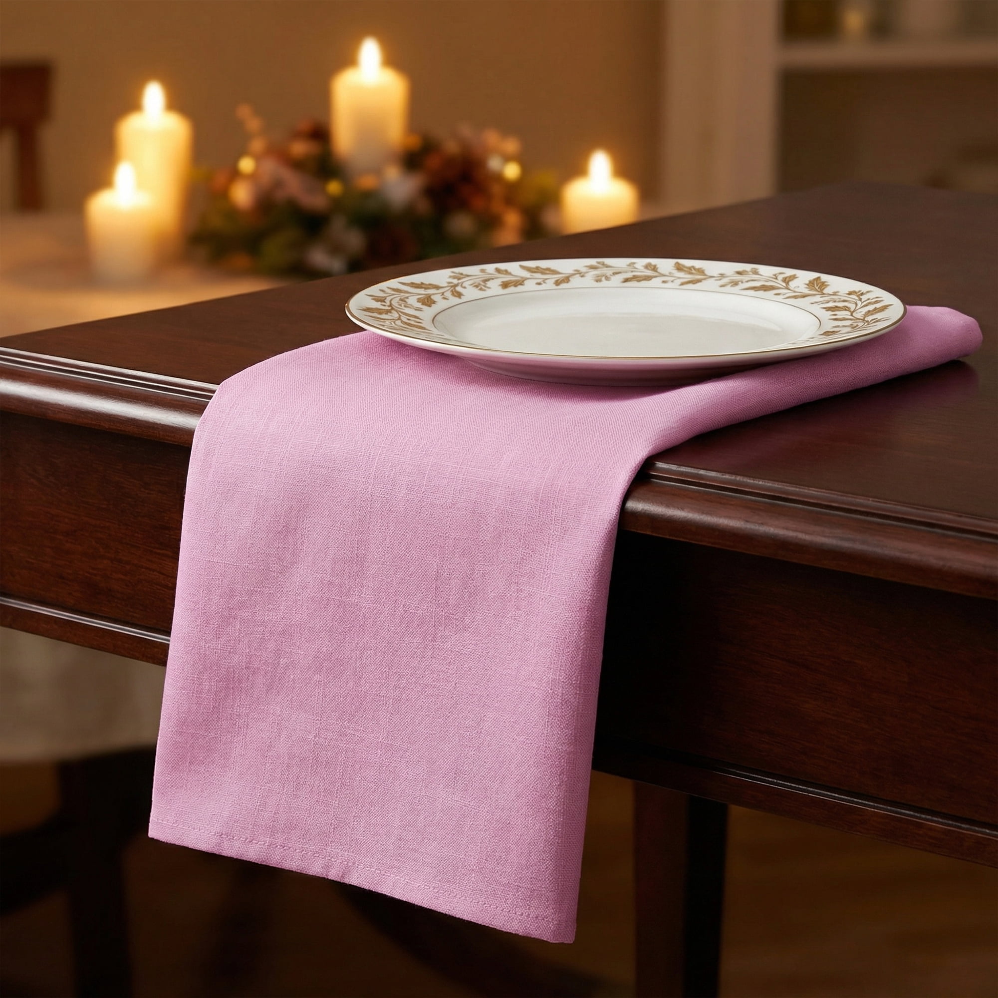 Unique Bargains 12Pcs Solid Washable Reusable Cloth Napkins Purple 13x13inch