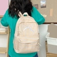 thumbnail image 6 of Grid Backpack Heavy Duty, Bowknot Embroidery School Backpack, Durable Student Bookbag for Elementary Primary Middle School (Yellow), 6 of 10