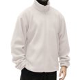 thumbnail image 2 of Men's Lightweight Warm Two-Way Sherpa Jacket, Full-Zip Long-Sleeve Soft Fleece Outerwear for Fall Winter, White, XXXL, 2 of 6