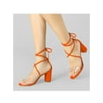 thumbnail image 6 of BLISSFUL STEP Women's Clear Strap Block Heel Lace up Heels Sandals Orange (Size 7), 6 of 8