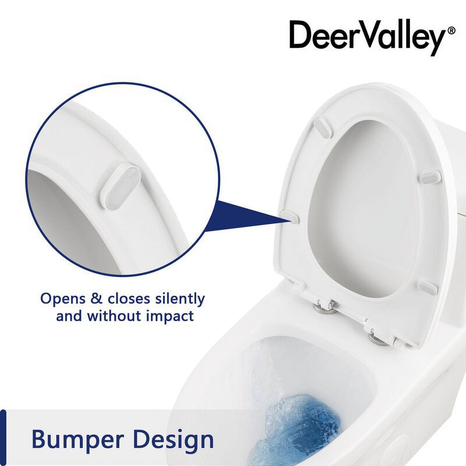 DeerValley Ally DV-1F026 High-Efficiency Dual Flush Elongated Standard One Piece Toilet in White 12" Rough-in