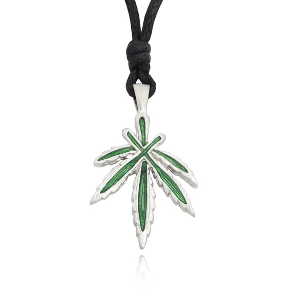 New Marijuana Leaf Legalize it Silver Pewter Charm Necklace Pendant Jewelry With Cotton Cord