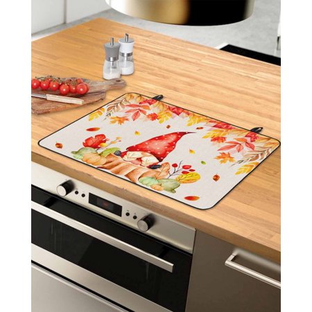 

Orange Red Gnomes Fall Stove Top Covers for Electric Stove Heat Insulation Fireproof Glass Cooktop Cover Counter Top Glass Stove Cover for Prevent Scratches 36 x21 Thanksgiving Maple Leaf