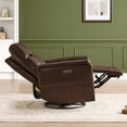 thumbnail image 4 of Spruce & Spring Genuine Leather Dual Motor Swivel Glider Recliner Chair, Cognac, 4 of 11