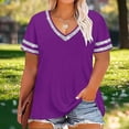 thumbnail image 3 of FAHXNVB Women's Plus Size V Neck T Shirts Short Sleeve Glitter Rhinestone Casual Summer Tees Tops Loose Lightweight Blouse, 3 of 4