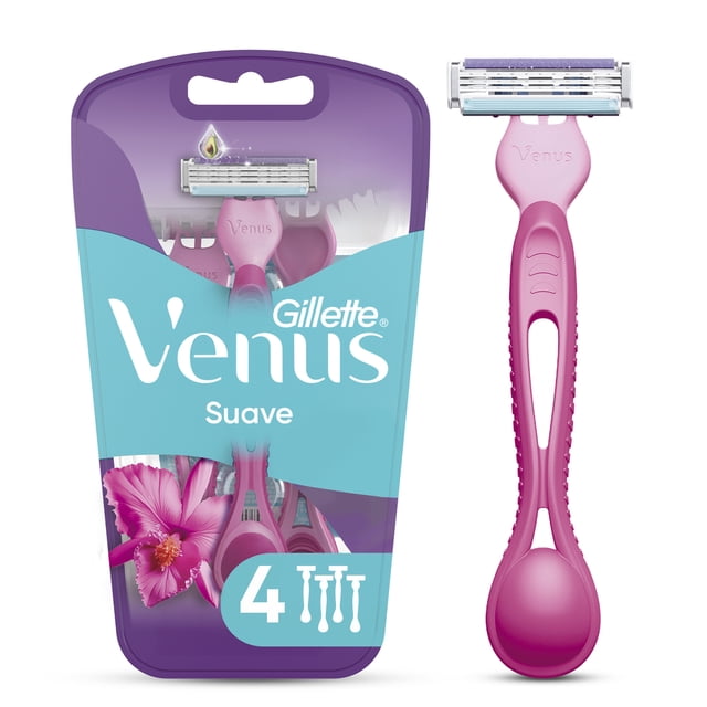 Rastrillo para Mujer Gillette Venus Suave con 3 Hojas para Depilar 4 pzas