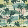 thumbnail image 2 of Ambesonne Aloha Fabric by the Yard Upholstery, Tropical Palms Abstract Art, 1 Yard, Dark Teal Multicolor, 2 of 5
