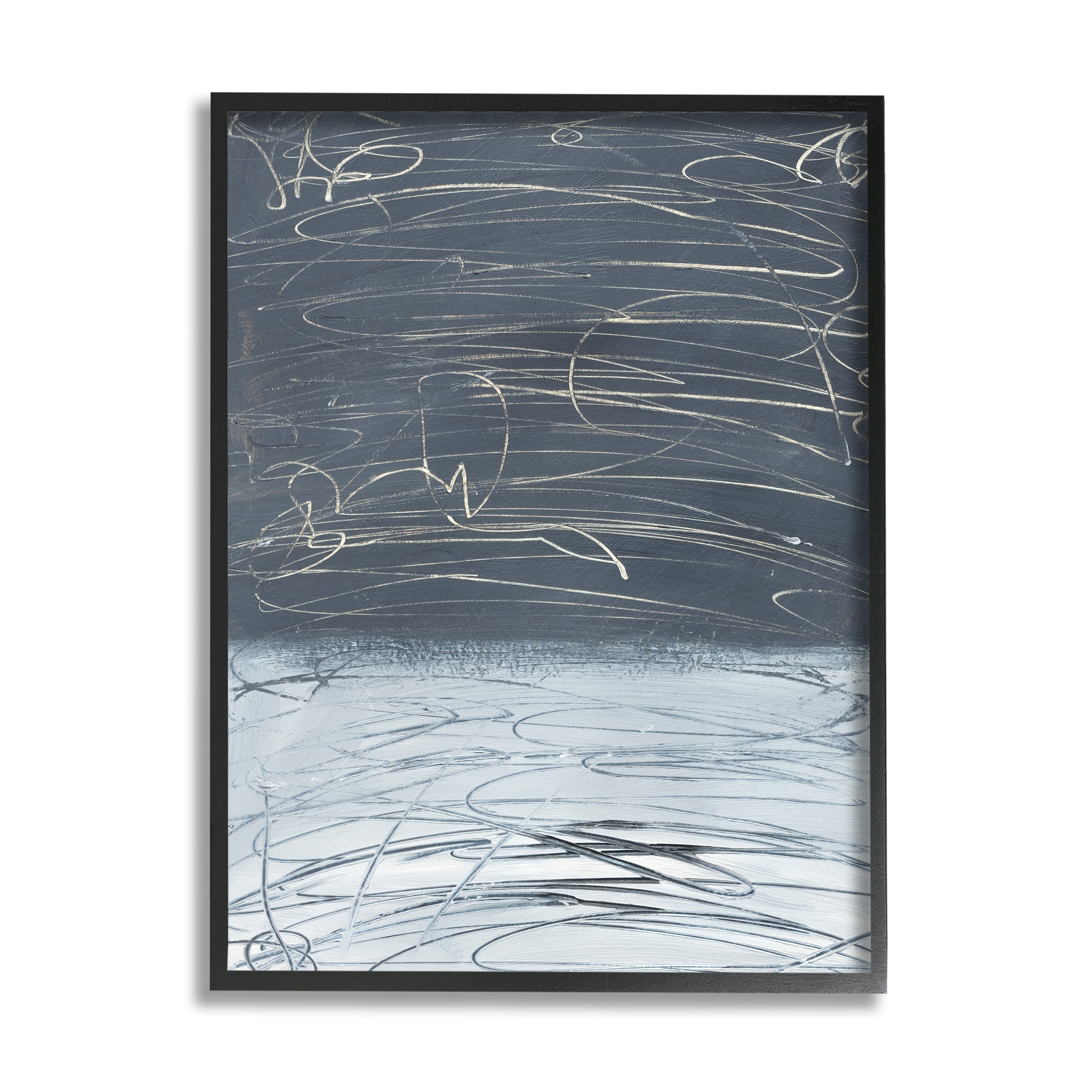 Stupell Industries Modern Grey Abstract Horizon Chaotic Line Scribble Painting, 16 x 20,Design by Bronwyn Baker