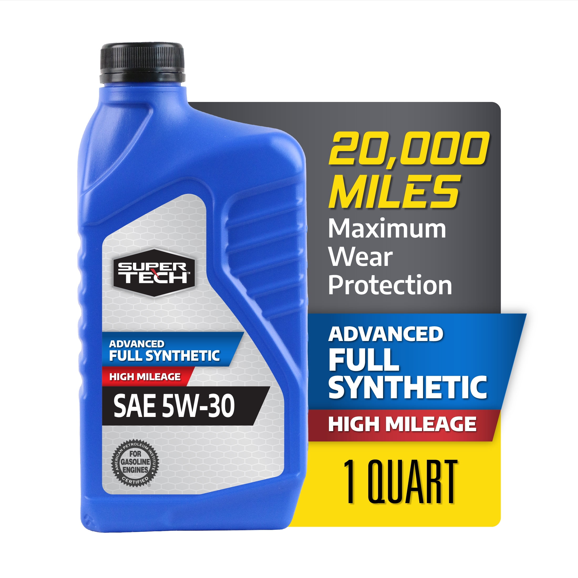Super Tech Advanced High Mileage Full Synthetic SAE 5W-30 Motor Oil, 1 Quart