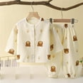 thumbnail image 2 of THDHVS Boys Casual Outfits,Summer Outfits Sets for Kids,Kid's Thin Double-layer Cotton Gauze Home Clothes Long Sleeve Top+lantern Pants Cute Print Set Kid's Conditioning Suit, 2 of 3