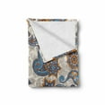 thumbnail image 2 of Vintage Soft Flannel Fleece Throw Blanket, Paisley Design with Floral Detail Abstract Backdrop, Cozy Plush for Indoor and Outdoor Use, 70" x 90", Violet Blue Marigold, by Ambesonne, 2 of 6
